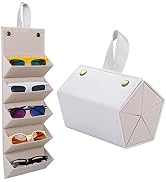LogHog Sunglasses Organizer 5 Slots Travel Glasses Case Foldable Multiple Pairs Eyeglasses Storag...
