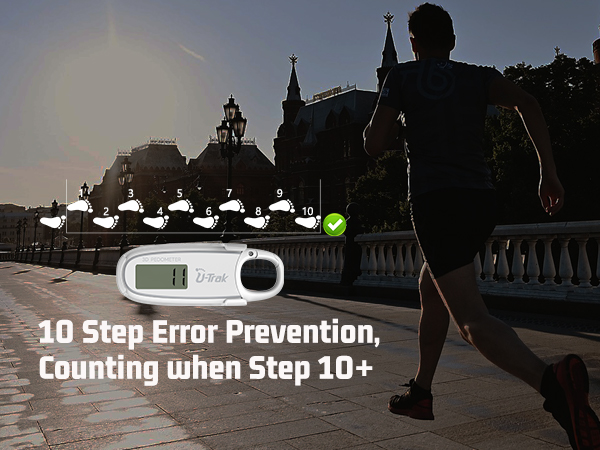 U-Trak 3D Pedometer for Walking with 10 step error prevention