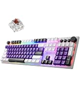 iRocks K74R Wireless RGB Mechanical Keyboard, Hot-Swappable Brown Switches | Illuminated Floating...