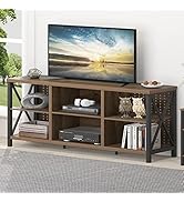 LVB TV Stand for 75 Inch TV, Large Industrial Rustic Entertainment Center with Storage Shelves, L...