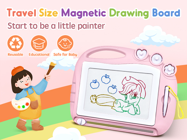 Travel size magnetic draxing board