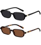 Colrea Retro Rectangle Sunglasses for Women Men Trendy Vintage Small Square Sun Glasses 90s Fashi...