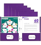 Two Pocket Folders, PANDRI 60 Pack Two Pocket Folders with Prongs, 3 Prong Folders Designed for O...