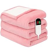 PTQ Premium Heated Throw Blanket 50"×60" - Ultra Cosy Soft Electric Blanket with 8 Heating Levels...