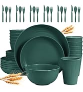 Wheat Straw Dinnerware Sets for 6 (42pcs), SGAOFIEE Plastic Plates and Bowls Sets, Dinner Plates,...