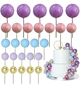 ASTARON 50 Pcs Ball Cake Topper Sticks Mini Balloons for Cake Decorating Supplies Foam Balls Cake...