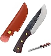 Mastiff Gears Rhino Horn Handcrafted Full Tang Fixed Blade Knife, Heavy Bushcraft Hunting Knife,...