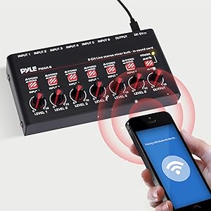 6-Channel Wireless BT Streaming Mini Line Mixer with USB Audio Interface