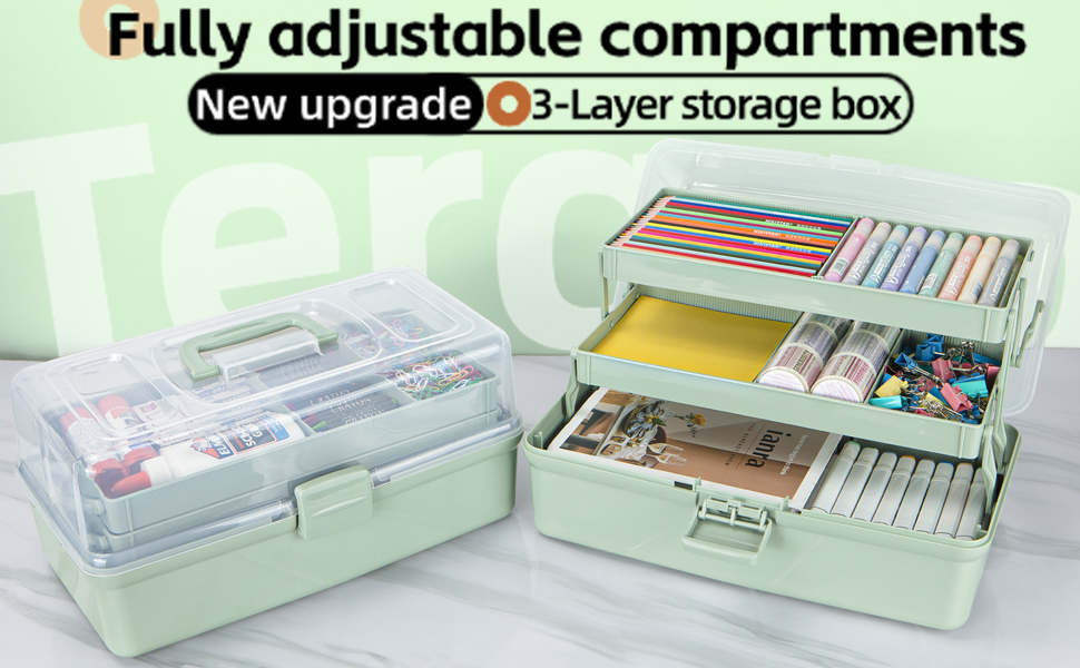 TERGOO 14in 3-Layer Multipurpose Craft Organizers and Storage box