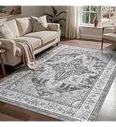 WITSHOCK Living Room Area Rugs 5x7: Washable Rug Boho Soft Non-Slip Low Pile Stain Resistant Fold...