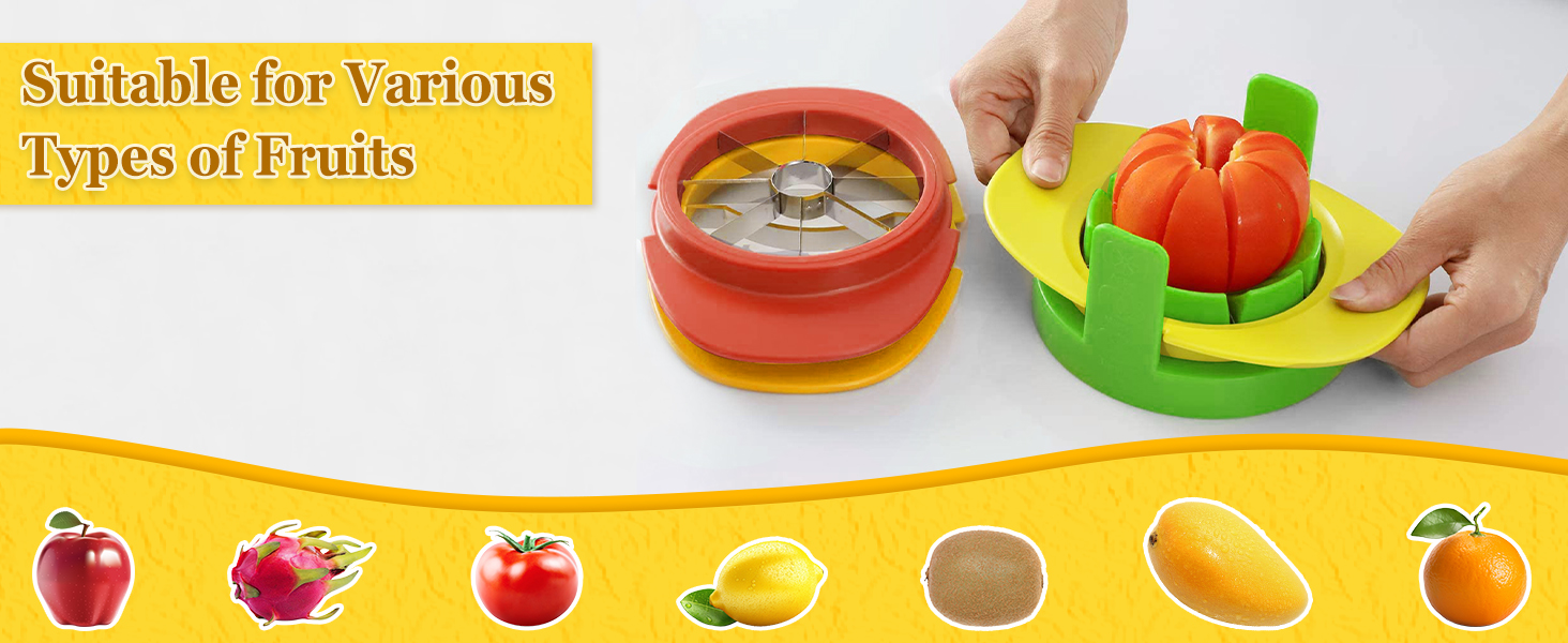 Fruit Cutter Slicer, 4 in 1 Apple Slicer with Vegetable Peeler & Cleaning Brush Mango Cutter