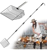 AMGSH 10" Heavy Duty Chicken Poop Scooper, 24"-68" Adjustable Stainless Steel Handle, Large Metal...