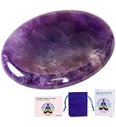 Natural Amethyst Crystal Thumb Worry Stone for Anxiety Stress Relief, Hand Carved 1.8 Inch Healin...