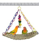 kathson Bird Seagrass Mat,Birds Swing Toy,Natural Grass Handmade Woven Hammock Hanging Parrot Lou...