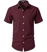 JEMITOP Men's Stretch Wrinkle-Free Textured Shirt Summer Lightweight Short Sleeve Button Down Vac...