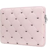 15 Inch Lightweight Bow Puffy Laptop Sleeve Case, Protective Shockproof Laptop Bag for Women, Sof...