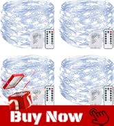 kolpop 4 Pack 39FT Fairy Lights Battery Operated with Timer & Remote, Waterproof 120 LED Twinkle ...