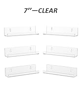 Hexsonhoma 7 Inch Clear Acrylic Record Shelf Set of 6, Record Wall Display, Vinyl Record Holder C...
