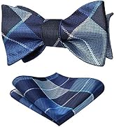 Bow Ties for Men Check Plaid Self Tie Bow Tie and Pocket Square Bowtie Formal Tuxedo Wedding Bowt...