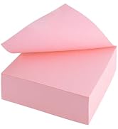 XiowDow Non Sticky Notes 300 Sheet Cube Memo Cube 3.15x3.15in Loose Paper Note Cubes Pink Solid C...