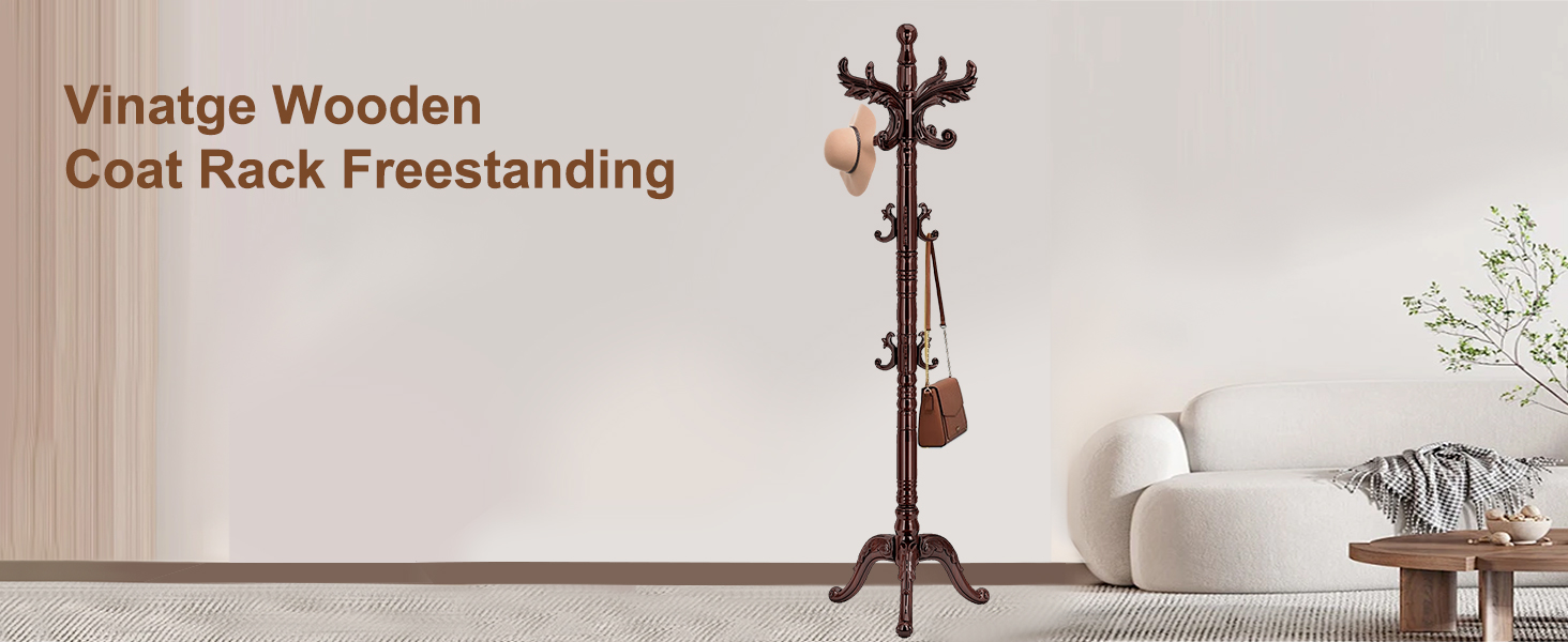 vintage wooden coat rack