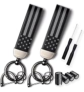 Amasodaon Car Key Chain (2 Sets) Premium American Flag Car Keychain with Zinc Alloy Ring – USA Fl...
