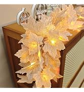 2 Pack Fall Decor Fall Garland with Lights Fall Decorations for Home, Lighted Maples Leaves Garla...