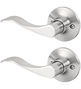 RAFECIEE Dummy Door Handles, Interior Closet Door Handle, Door Levers Wave Style Satin Nickel, 2 ...