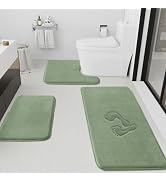 HUXMEYSON Bathroom Rugs Sets 3 Piece, Non-Slip & Quick Dry Bath Mat Set, Ultra Soft Velvet Bath R...