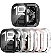 JERXUN 6 Pack Case with Tempered Glass Screen Protector for Apple Watch 11 10 42mm, Ultra-Thin Sc...