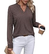 WIHOLL V Neck Business Casual Tops Fall Trendy Long Sleeve Shirts S-2XL | V Neck,Work Tops,Profes...