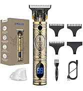 AMULISS Professional Mens Hair Clippers Zero Gapped Cordless Hair Trimmer Professional Haircut & ...