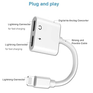 X Adapter & Splitter/ 2 in 1 Dual Lightning Headphone Jack/iPhone /7Plus/ 8 NEW