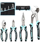 SHALL 4-Piece Pliers Set, Pliers Tool Set, 6" Diagonal Cutting Plier, 8" Long Nose Plier, 6" Slip...