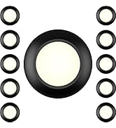 JULLISON 10 Packs 4 Inch Black LED Low Profile Recessed & Surface Mount Disk Light, Round, 10W, 6...