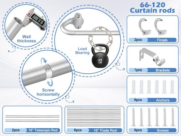 adjustable blackout curtain rods for windows 66 to 120 window single rod wraparound curtain rod 10ft