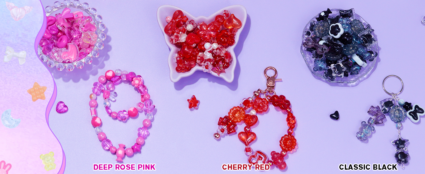 Deep Rose Pink, Cherry Red, Classic Black