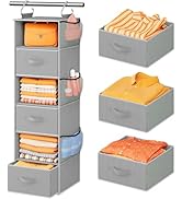 Pipishell 6-Shelf Hanging Closet Organizer, with 3 Detachable Drawers & Side Pockets, Closet Orga...