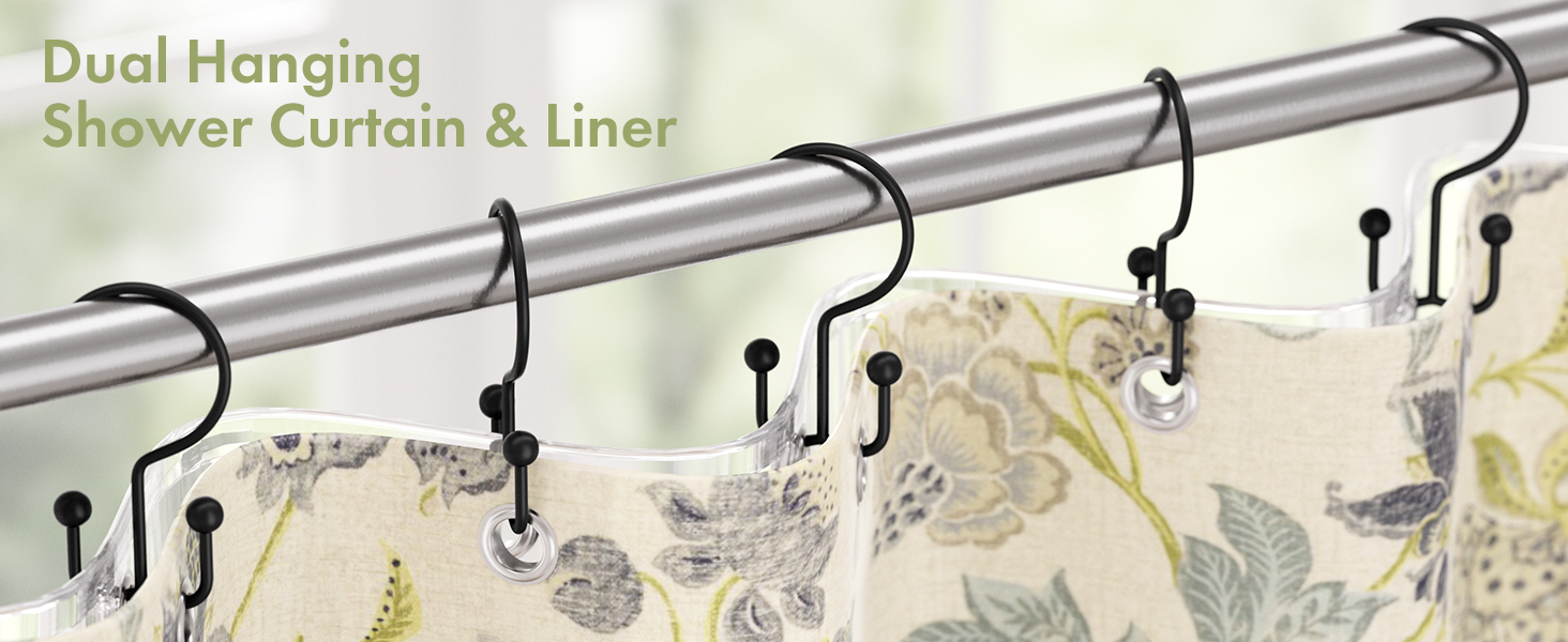Amazer 12PCS Minimalist Simple Double Shower Curtain Hooks