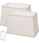 Rectangle Lamp Shades Set of 2, Top 7"x12.5", Bottom 9"x15", Height 10",Large Beige Lampshades fo...