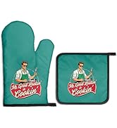 Gkodw Mr Good Looking is Cooking Oven Mitts and Pot Holders Sets, Funny Oven Mitts for Father Gri...