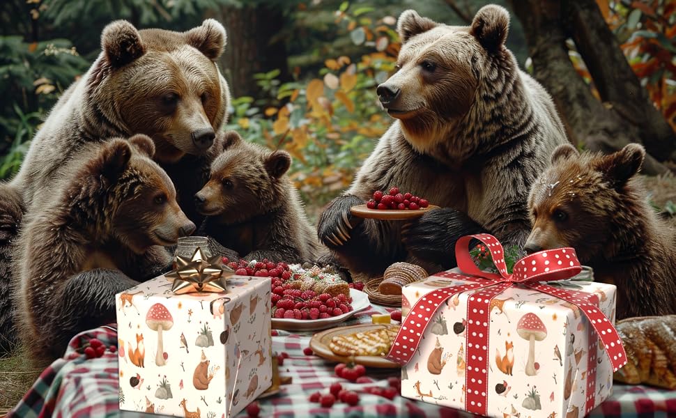 woodland wrapping paper