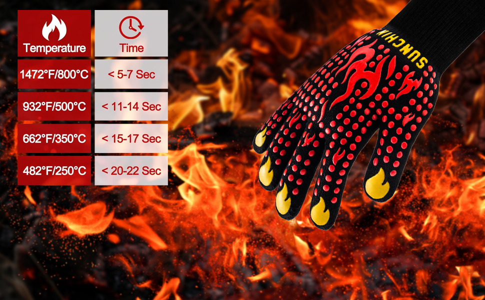 BBQ Fireproof Gloves Grill Cut-Resistant Heat Resistant Non-Slip Silicone Oven Kitchen Oven Mitts