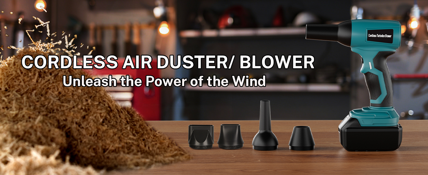 Compressed Air Duster comes with nozzles compatible with Makita battery 18v leaf blower