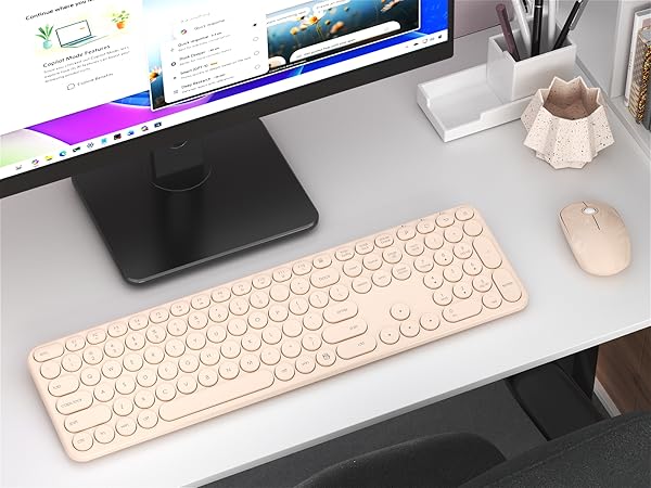 One single 2.4G USB receiver connects both keyboard and mouse.