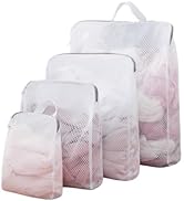 GWT 4Pcs 3D Mesh Laundry Bags with Hanging Handles (S/M/L/XL) - Durable Zippered Wash Bags for De...