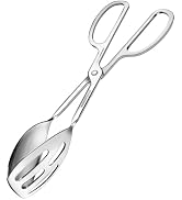 Wagensteiger 9.65" Stainless Steel Salad Tongs, Ergonomic Scissor-Tong Design, Dual Function Spoo...