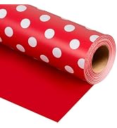 Burymento Red and White Dots Wrapping Paper, Reversible Pink Gift Wrap for Birthday, Valentines, ...
