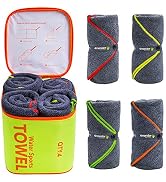 4Monster 4 Pack Microfiber Bath Towel Camping Towel Swimming Towel Sports Towel with Accessory Ba...