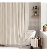 AmazerBath Boho Farmhouse Shower Curtain with Tassels, Soft Cloth Beige Shower Curtain Set, Herri...